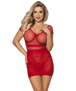 SUBBLIME - 951924 SHORT RED CROCHET GRILL DRESS ONE SIZE