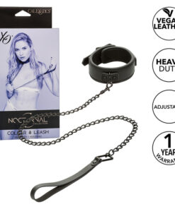 CALEXOTICS - NOCTURNAL COLLAR  LEASH LEATHER ADJUSTABLE BLACK