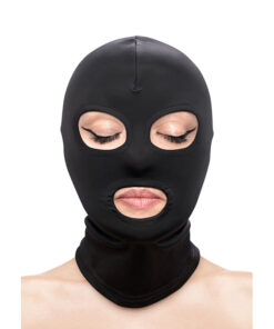 NS NOVELTIES - FETISH  FASHION EYES AND MOUTH HOOD NYLON BLACK