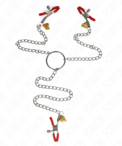 KINK - BELL TRIPLE NIPPLE AND CLIT CLAMPS RED WITH CHAIN 30 CM
