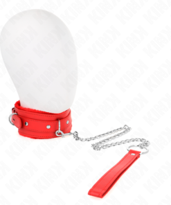 KINK - COLLAR WITH LEASH 65 CM WITH RESTRICTIONS RED 36-42 CM X 5.5 CM