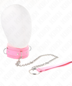 KINK - COLLAR WITH LEASH 65 CM WITH RESTRICTIONS PINK 36-42 CM X 5.5 CM