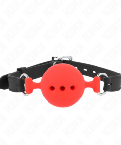KINK - FULL SILICONE GAG 55 x 2 CM WITH 5 CM BALL SIZE L RED ADJUSTABLE 35-51 CM