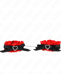 KINK - LACE ELASTIC WRIST RESTRAINTS RED HEART DETAILS ADJUSTABLE 22-35 CM