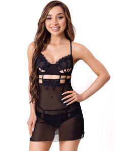 LIVCO CORSETTI FASHION - MAIA 20247 BABYDOLL + THONG BLACK S/M