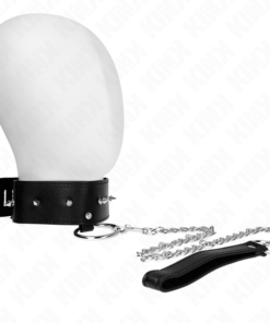 KINK - NECKLACE 65 CM WITH LEASH WITH SILVER STUDS MODEL 2 ADJUSTABLE 36-43 CM X 5 CM