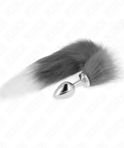 KINK - ANAL PLUG SIZE M 8 X 3.5 CM WITH SYNTHETIC TAIL 40 CM GREY AND WHITE