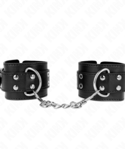 KINK - DOUBLE BUCKLE WRIST RESTRAINTS BLACK ADJUSTABLE 19-26 CM