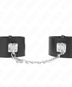 KINK - FIXED WRIST RESTRAINTS WITH CHAIN 30 CM AND PADLOCK CLOSURE BLACK ADJUSTABLE 16-23 CM X 5.5 CM