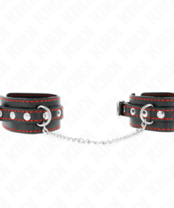 KINK - SMALL WRIST RESTRAINTS BLACK WITH RED LINING ADJUSTABLE 14-24 CM X 3.5 CM
