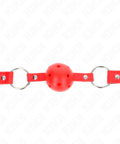 KINK - BREATHABLE BALL 4 CM GAG WITH DOUBLE RIVET MODEL 1 RED 62.5 x 2.5 CM ADJUSTABLE 42-58 CM