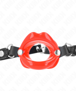 KINK - LIP 8 CM GAG WITH RED LEATHERETTE STRAP 63 x 2 CM ADJUSTABLE 39-58 CM