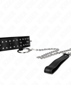 KINK - NECKLACE WITH LEASH 65 CM WITH SILVER STUDS MODEL 1 ADJUSTABLE 36-43 CM X 5 CM