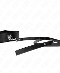 KINK - NECKLACE WITH LEASH 116 CM WITH SILVER STUDS MODEL 4 BLACK ADJUSTABLE 40-48 CM X 6 CM