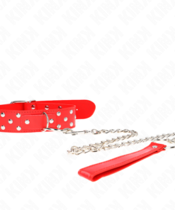 KINK - RING RIVET STRAP NECKLACE WITH BELT 65 CM RED ADJUSTABLE 36-50 CM X 3.8 CM