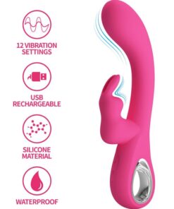 PRETTY LOVE - NOVAK RABBIT VIBRATOR 12 VIBRATIONS PINK