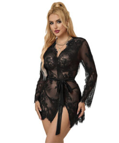 SUBBLIME - 953768 LACE NIGHTGOWN + THONG BLACK L/XL
