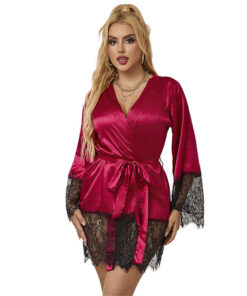 SUBBLIME - 953829 ELEGANT LACE PAJAMAS + THONG RED L/XL
