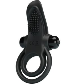 PRETTY LOVE - DOUBLE VIBRATING RING + CLITORIS STIMULATOR 10 VIBRATIONS BLACK