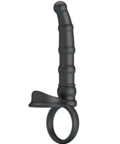 PRETTY LOVE - TATUM VIBRATING PENIS RING WITH PLUG 10 VIBRATIONS BLACK