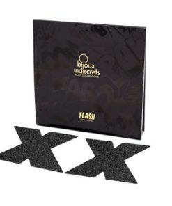 BIJOUX - INDISCRETS FLASH CROSS BLACK NIPPLE CAPS
