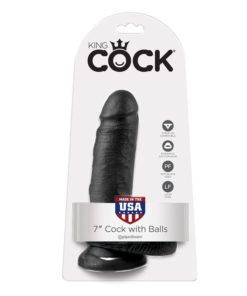 KING COCK - 7 DILDO BLACK WITH BALLS 17.8 CM