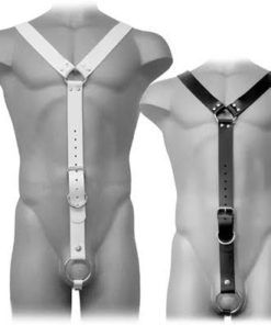 LEATHER BODY - HARNESS MEN WHITE