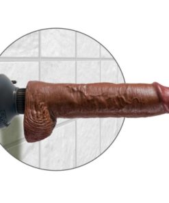 KING COCK - 25.5 CM VIBRATING COCK WITH BALLS BROWN