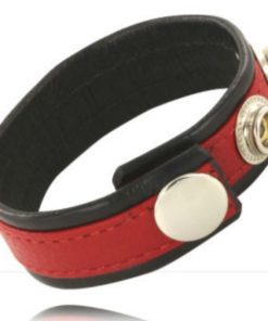 LEATHER BODY - ADJUSTABLE LEATHER STRAP FOR PENIS RED-BLACK