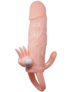 BAILE - BRAVE MAN PENIS COVER WITH CLIT AND ANAL STIMULATION FLESH 16.5 CM