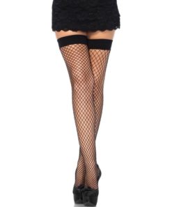 LEG AVENUE - FISHNET THIGH HIGHS BLACK ONE SIZE