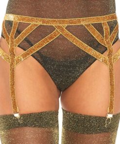 LEG AVENUE - LUREX ELASTIC GARTER BELT ONE SIZE