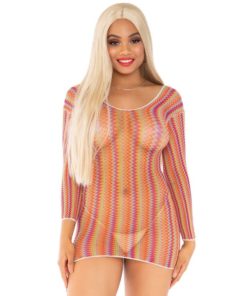 LEG AVENUE - ZIGZAG MULTICOLOR MINI DRESS ONE SIZE